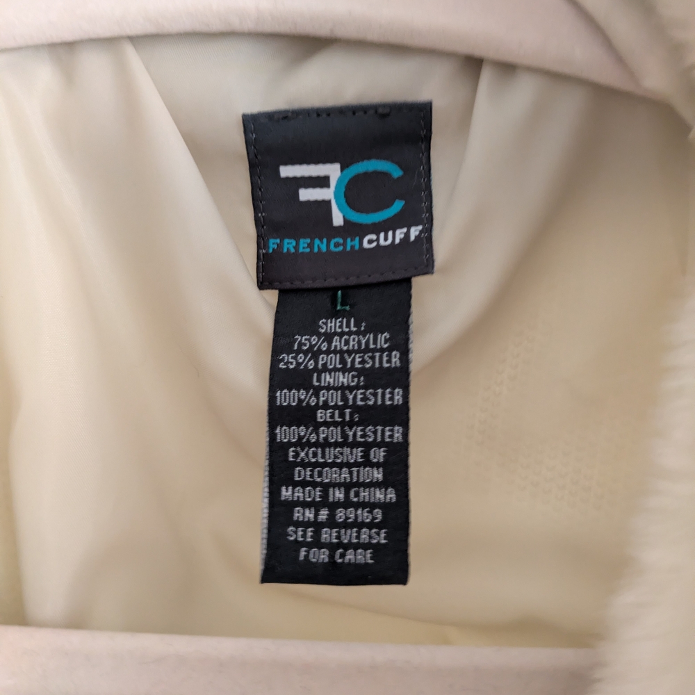 IC COLLECTION Cream Faux-Fur Belted Cape Coat - Picture 3 of 3